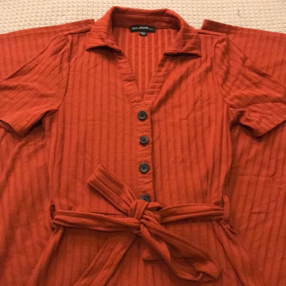 Rusty Orange Vintage Style 70s Collared Jumpsuit